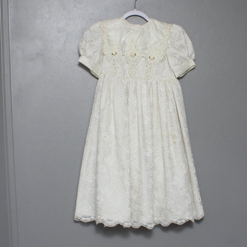 Vintage lace my fancy white ivory prairie collar dress